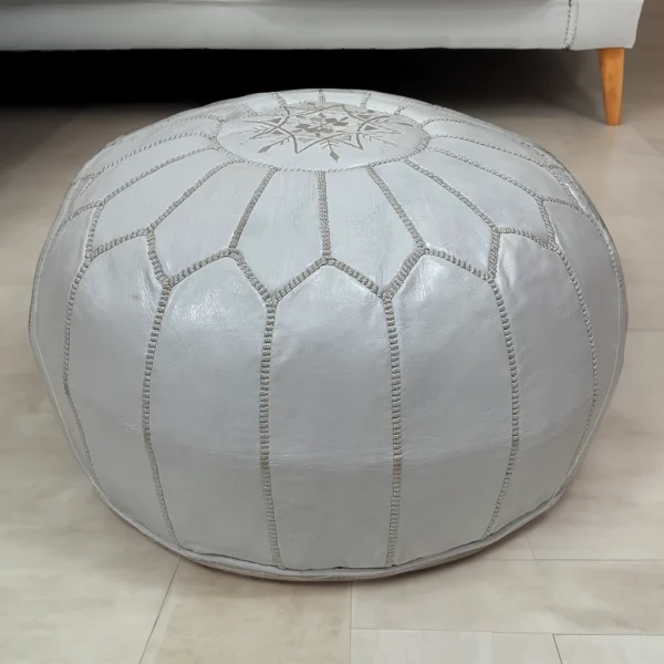 Moroccan Pearl Pewter Pouf